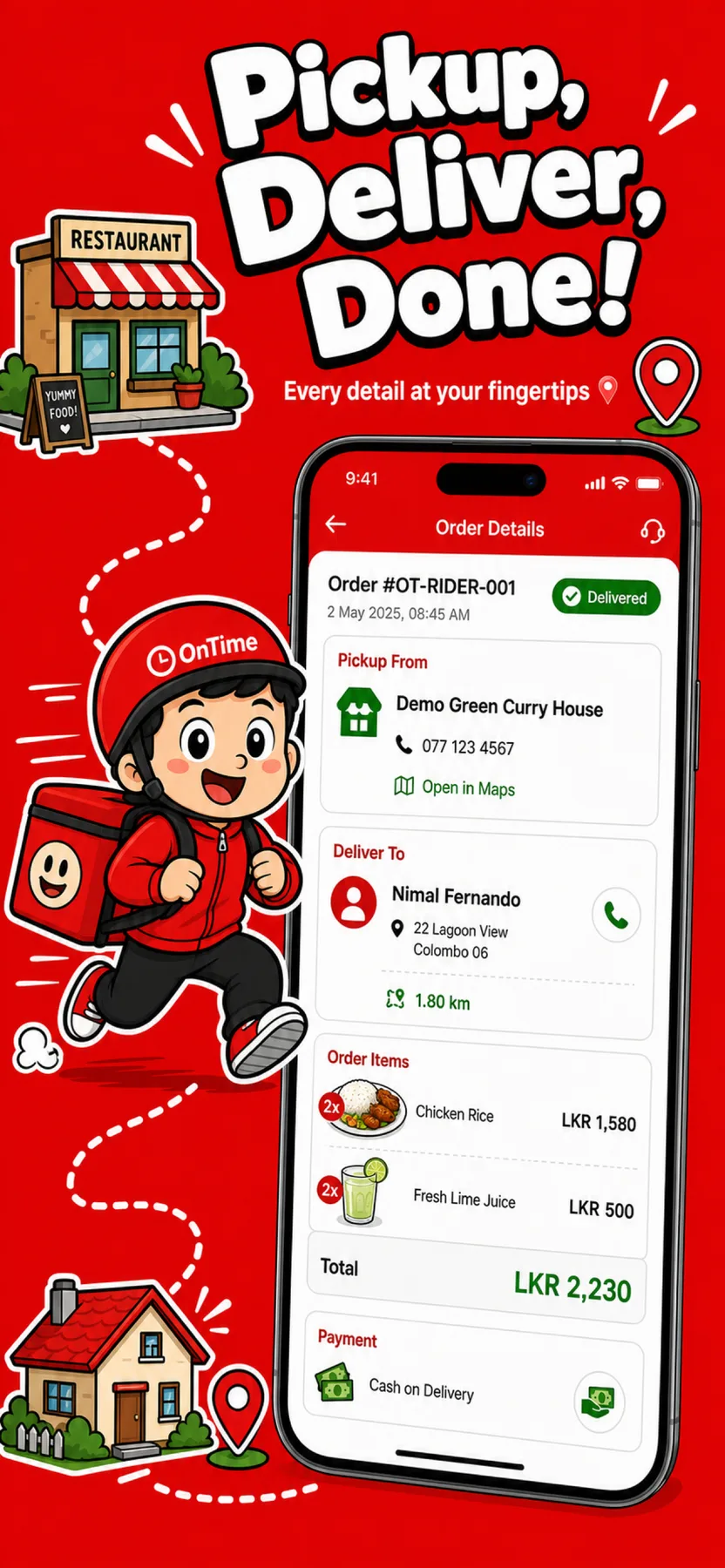 OnTime Riders delivery details