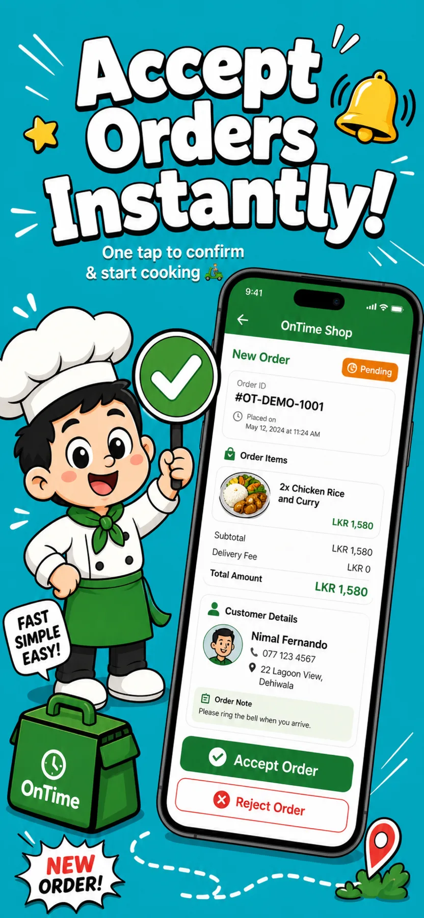 OnTime Shop order screen